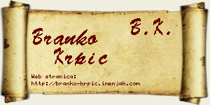 Branko Krpić vizit kartica